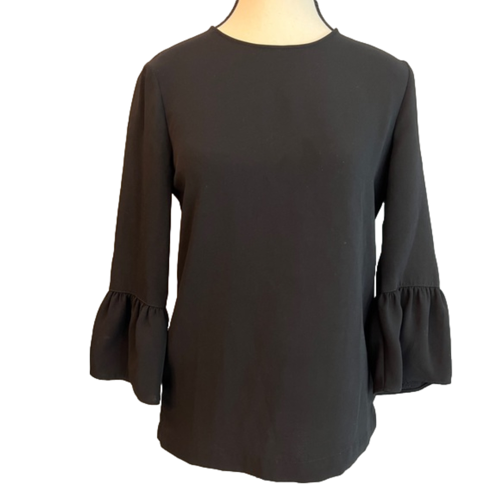 Madewell black bell sleeve top, size XXS EUC - Picture 2 of 10